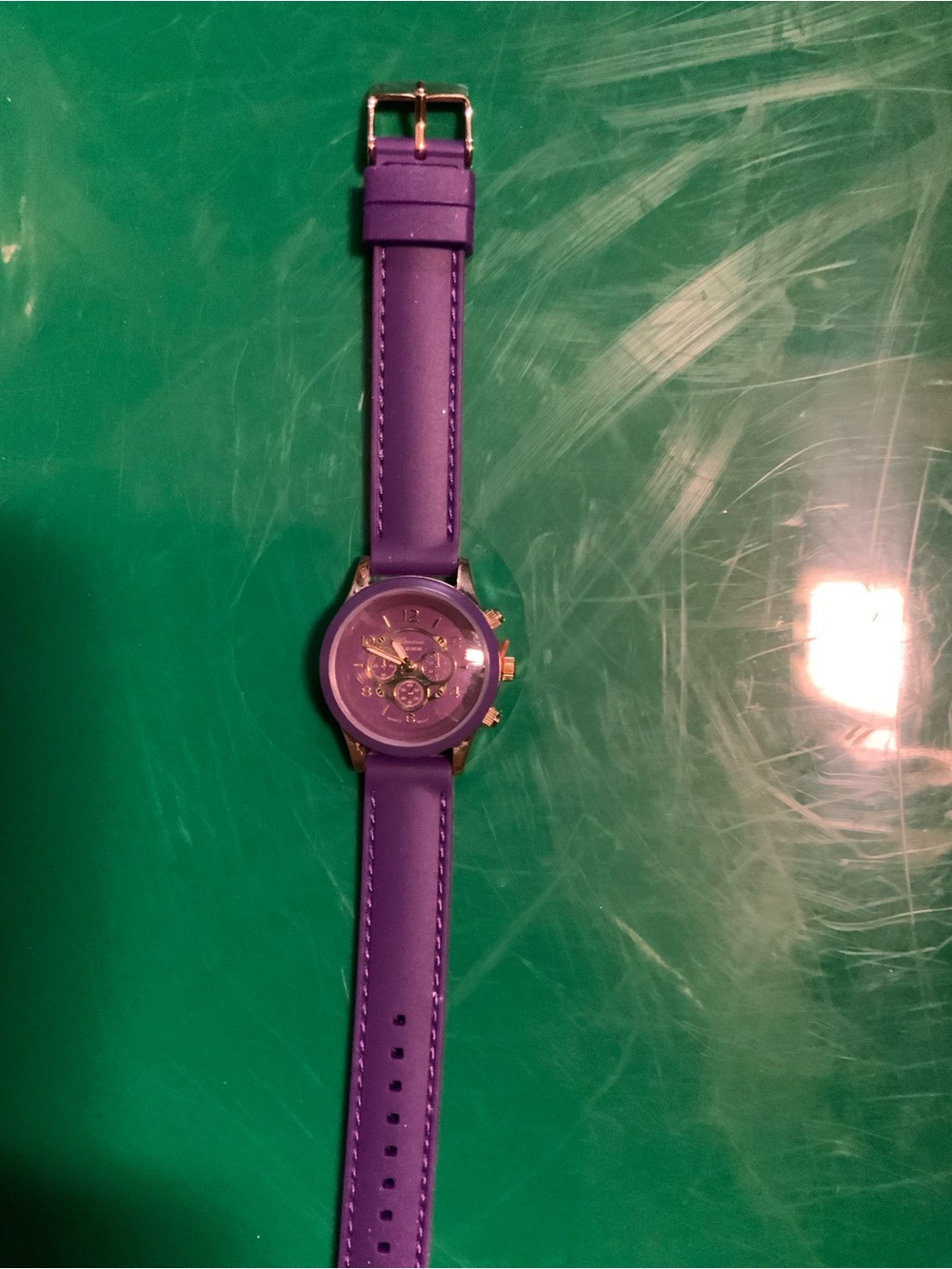Geneva Platinum Purple Women's Fashion Watch with Gold Accents